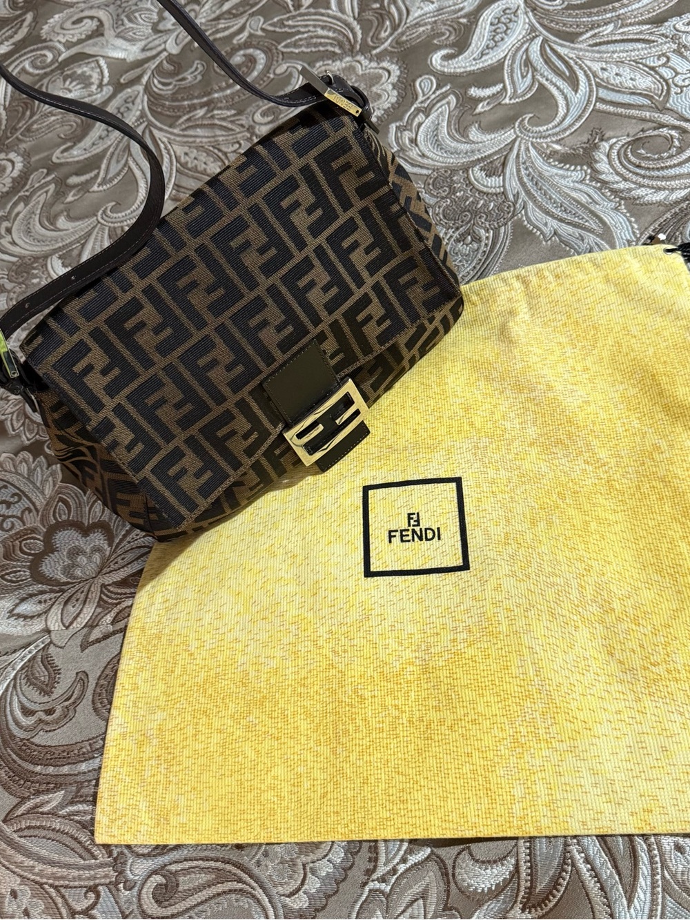 Fendi Brown and Black FF Canvas Shoulder Bag w/ Dust bag!